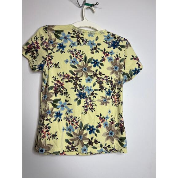 Vintage Women’s Basic Editions Floral Pattern V-Neck T Shirt Size Sm - Picture 6 of 8